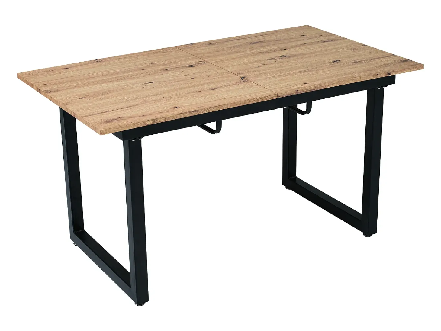 Mesa de comedor rectangular - con tapa retráctil de roble - patas de metal negro - para comedor y sala de estar