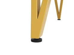 Mesa de comedor redonda - Estructura de metal - Chapado con diseño de mármol - 4 personas - MDF - Blanco y Dorado