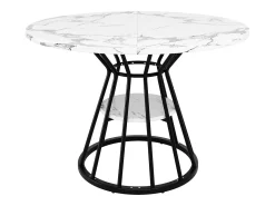 Mesa de comedor redonda - 100 x 100 x 76 cm - con almacenaje - diseño mármol - MDF + Metal - negro