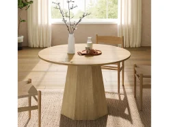 Mesa de comedor redonda - para 4 a 6 personas - 120 x 120 x 75 cm - estilo escandinavo minimalista - MDF - natural
