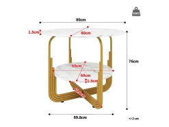 Mesa de comedor redonda - Mesa blanca con tablero y patas regulables - tablero de MDF - para comedor y salón
