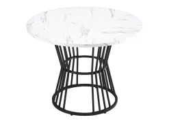 Mesa de comedor redonda - estructura de metal - chapa de mármol - Blanco y Negro