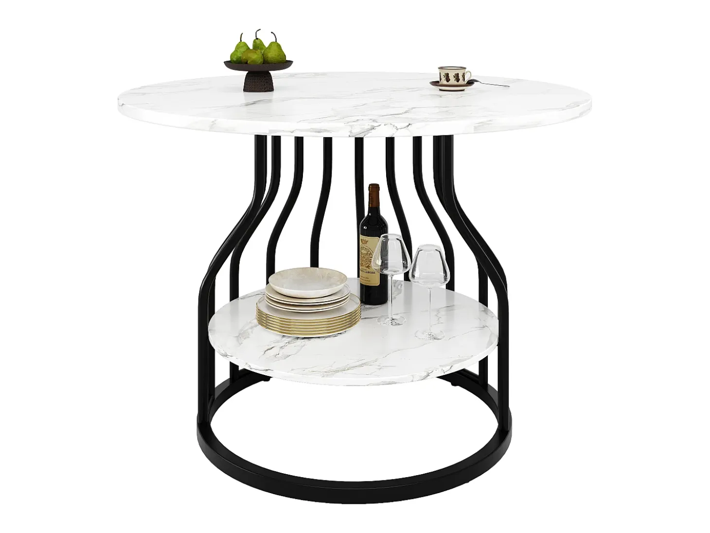 Mesa de comedor redonda - Mesa blanca con tapa central - tapa de MDF - para comedor y salón