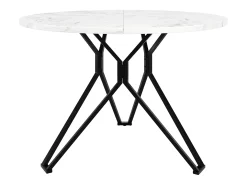 Mesa de comedor redonda - Patas cruzadas - Chapado con diseño de mármol - 4 personas - MDF - Blanco y Negro