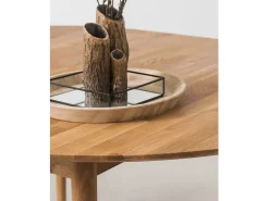 Mesa de comedor redonda 100 cm en madera maciza de roble Kundy