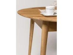 Mesa de comedor redonda 100 cm en madera maciza de roble Kundy