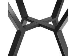 Mesa de comedor redonda blanca - Mesa de comedor con soporte de metal en forma de X y reposapiés negro - para comedor y sala de estar
