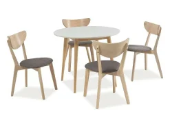 Mesa de comedor redonda blanca y madera 90cm Tello