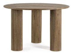 Mesa de comedor redonda Bozar de madera maciza 120 cm-Color Marrón