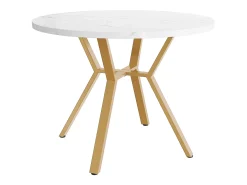 Mesa de comedor redonda blanca - Mesa de comedor con soporte de metal en forma de X y reposapiés negro - para comedor y sala de estar