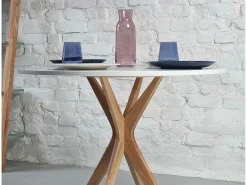 Mesa de comedor redonda 80cm Jubi Blanco Tiza | Pata de fresno