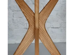 Mesa de comedor redonda 70cm Jubi Blanco Tiza | Pata de fresno teñida de roble
