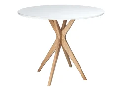 Mesa de comedor redonda 80cm Jubi Blanca | Pata de fresno