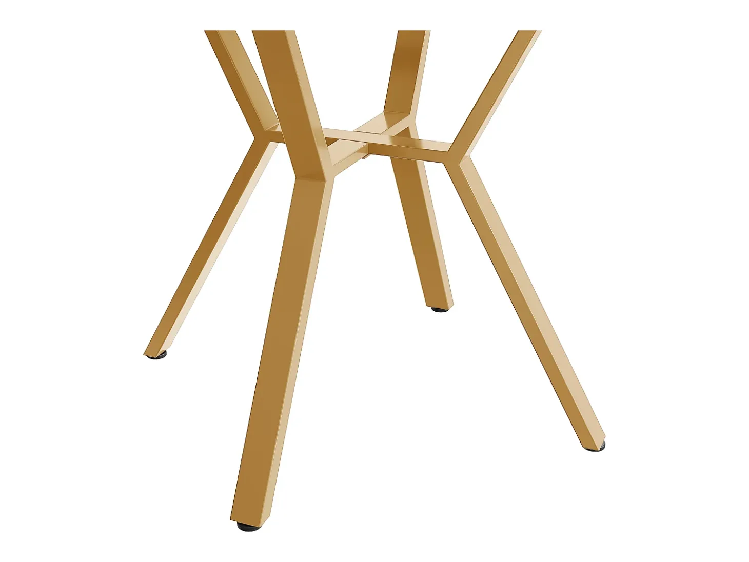Mesa de comedor redonda con tablero de MDF efecto mármol y patas de metal dorado - para comedor y salón