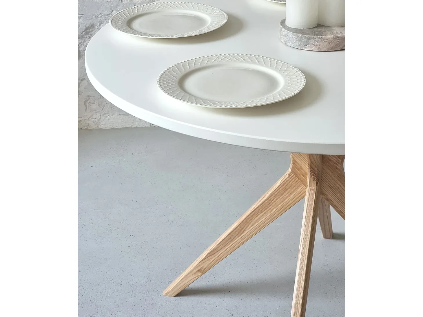 Mesa de comedor redonda 100cm Jubi Bold Blanco Tiza