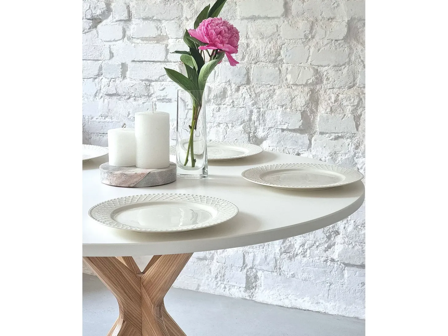 Mesa de comedor redonda 100cm Jubi Bold Blanco Tiza