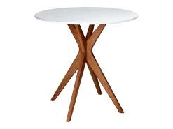 Mesa de comedor redonda 70cm Jubi Blanca | Pata de fresno teñida de roble