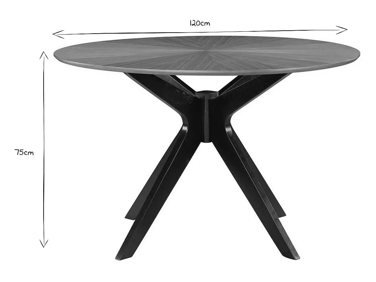 Mesa de comedor redonda de diseño en nogal 120 cm DIELLI