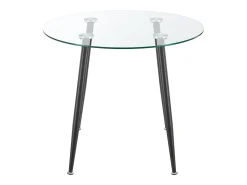 Mesa de comedor redonda de cristal templado y acero 75 x 87 cm negro transparente 03_0008707