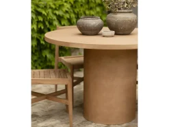 Mesa de comedor redonda de microcemento en tono terracota DECOWOOD de Ø100x75cm - LUCÍA - DECOWOOD