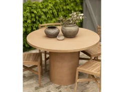 Mesa de comedor redonda de microcemento en tono terracota DECOWOOD de Ø100x75cm - LUCÍA - DECOWOOD