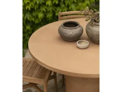 Mesa de comedor redonda de microcemento en tono terracota DECOWOOD de Ø100x75cm - LUCÍA - DECOWOOD