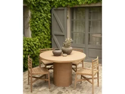 Mesa de comedor redonda de microcemento en tono terracota DECOWOOD de Ø100x75cm - LUCÍA - DECOWOOD