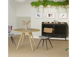 Mesa de comedor redonda de madera clara, 4 personas - Liwa