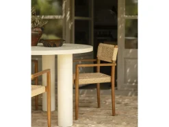 Mesa de comedor redonda de microcemento en tono blanco roto DECOWOOD de Ø120x75cm - LUCÍA - DECOWOOD
