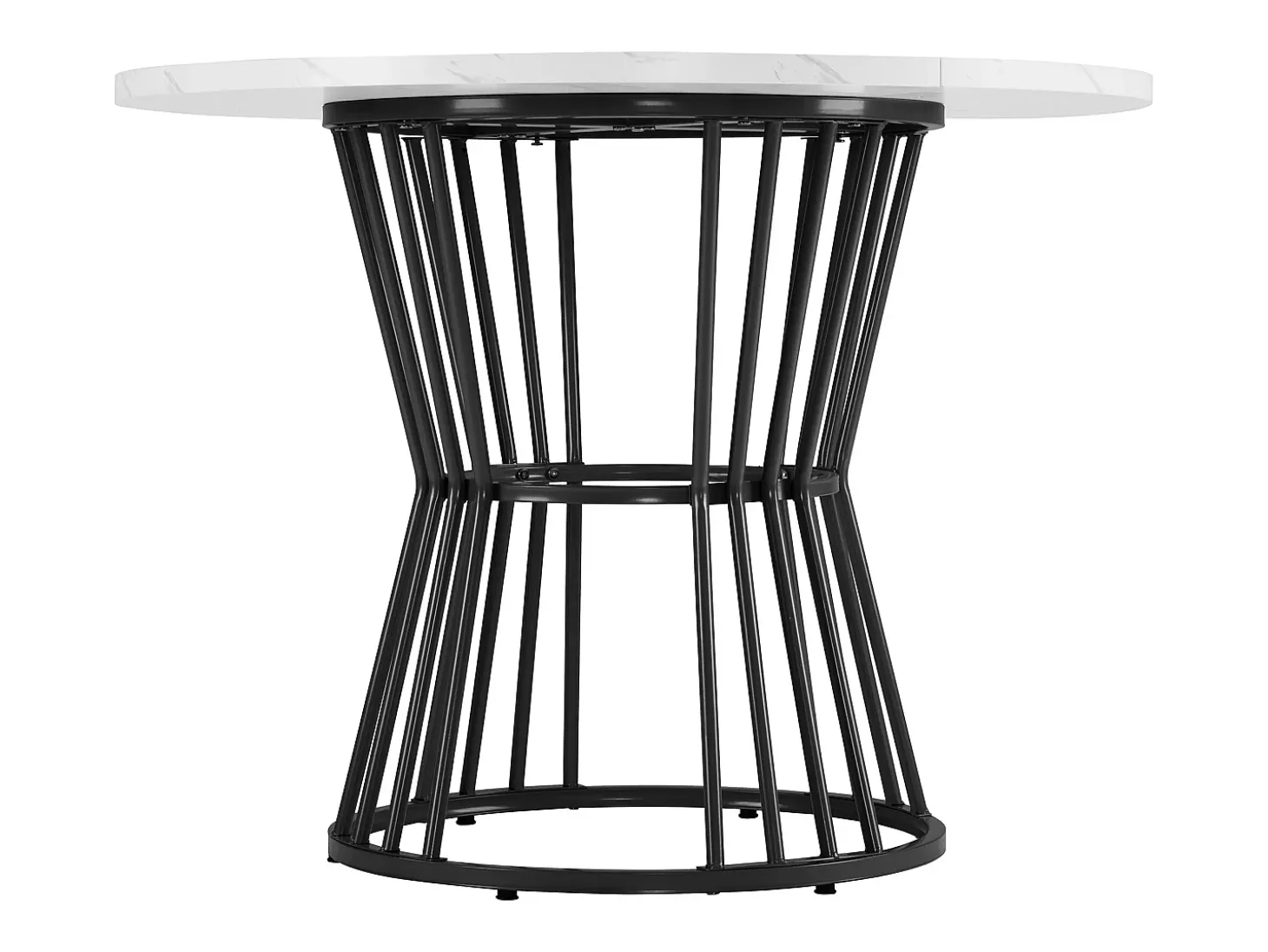 Mesa de comedor redonda, diseño de mármol, estructura de metal, adecuada para restaurante, comedor, color negro.