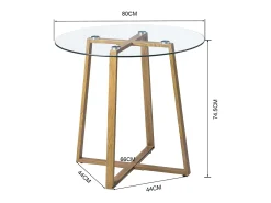Mesa de Comedor Redonda de Vidrio Templado con Patas de Metal - 80x80x75 cm, Estilo Escandinavo Moderno