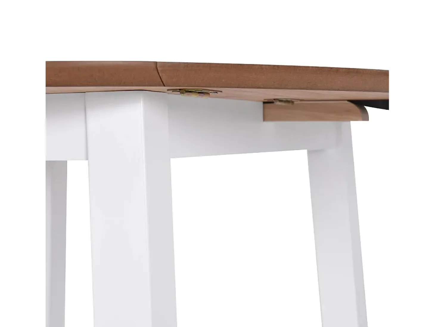 Mesa de comedor redonda de MDF blanco con hojas abatibles