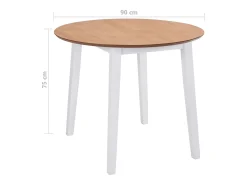Mesa de comedor redonda de MDF blanco con hojas abatibles