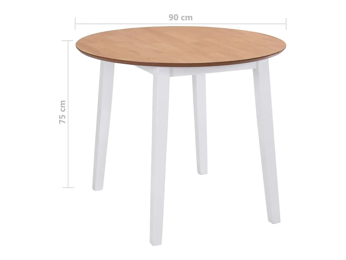 Mesa de comedor redonda de MDF blanco con hojas abatibles