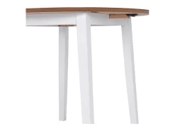 Mesa de comedor redonda de MDF blanco con hojas abatibles
