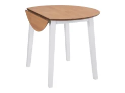 Mesa de comedor redonda de MDF blanco con hojas abatibles