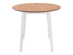 Mesa de comedor redonda de MDF blanco con hojas abatibles