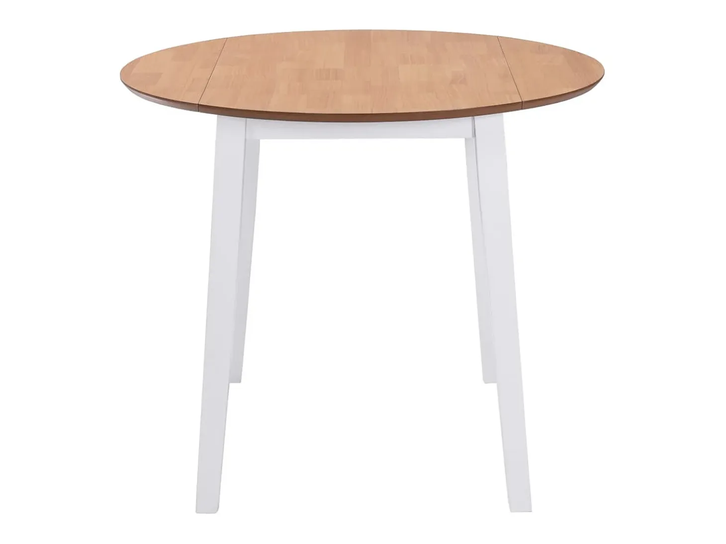 Mesa de comedor redonda de MDF blanco con hojas abatibles