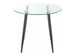 Mesa de comedor redonda de cristal templado y acero 75 x 80 cm color negro transparente 03_0008833