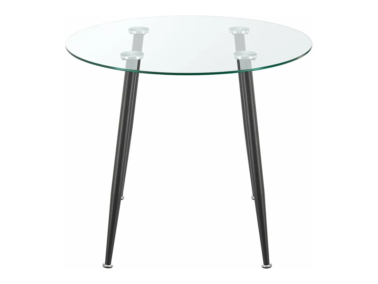Mesa de comedor redonda de cristal templado y acero 75 x 80 cm color negro transparente 03_0008833