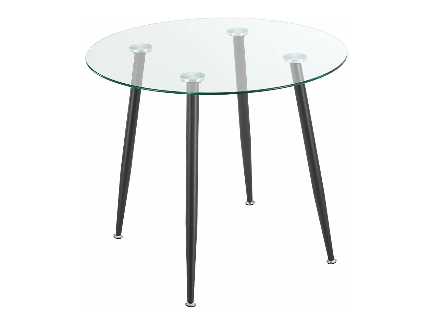 Mesa de comedor redonda de cristal templado y acero 75 x 80 cm color negro transparente 03_0008833