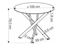 Mesa de comedor redonda de 100 cm con tablero de roble dorado y patas negras EDGAR