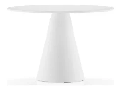 Mesa de comedor redonda de polietileno blanco con tablero de madera blanca Kizola-Diámetro 160 cm