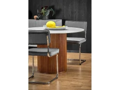Mesa de comedor redonda de diseño Loco 120 cm en madera y mármol