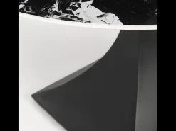 Mesa de comedor redonda de 120 cm con mármol negro y patas negras Lanuem