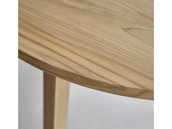 Mesa de comedor redonda de madera teca maciza para 4 personas