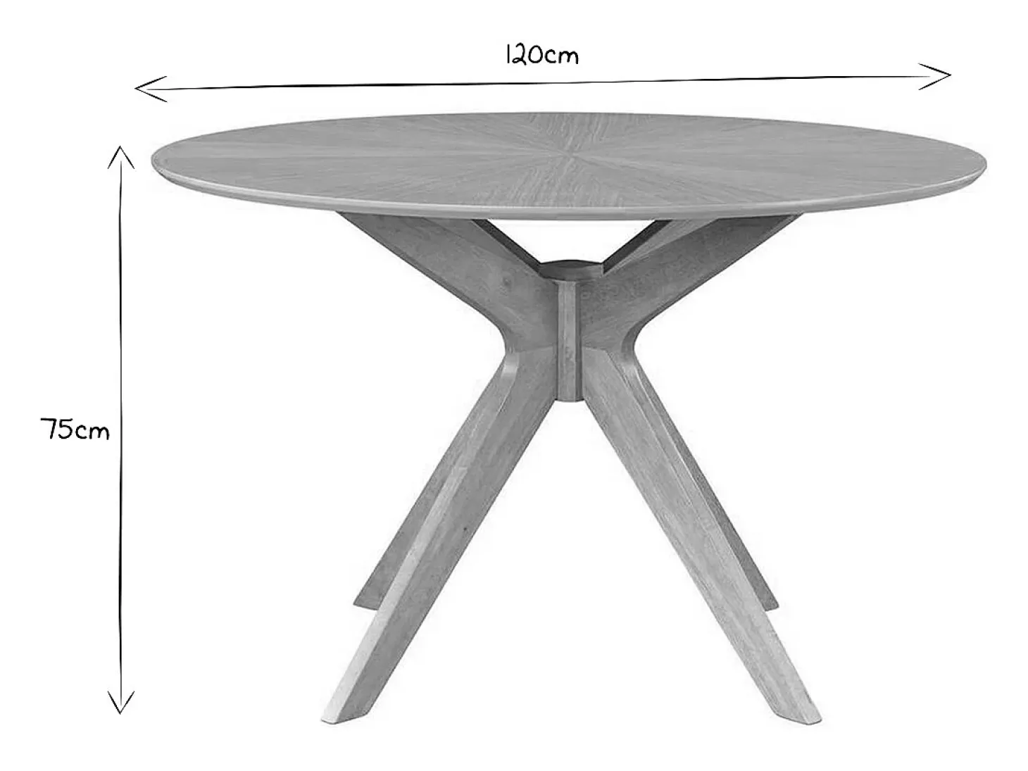 Mesa de comedor redonda de diseño en roble 120 cm DIELLI