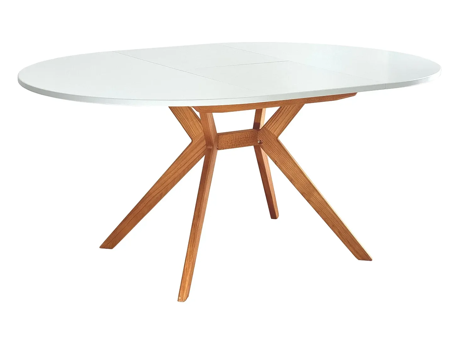 Mesa de comedor redonda extensible 110cm Biju Blanca Roble