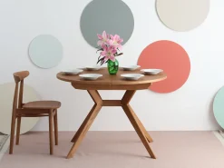 Mesa de comedor redonda extensible 120cm Biju Nogal