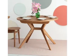 Mesa de comedor redonda extensible 120cm Biju Nogal